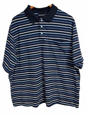 Puritan Navy, Light Blue & White Striped Polo